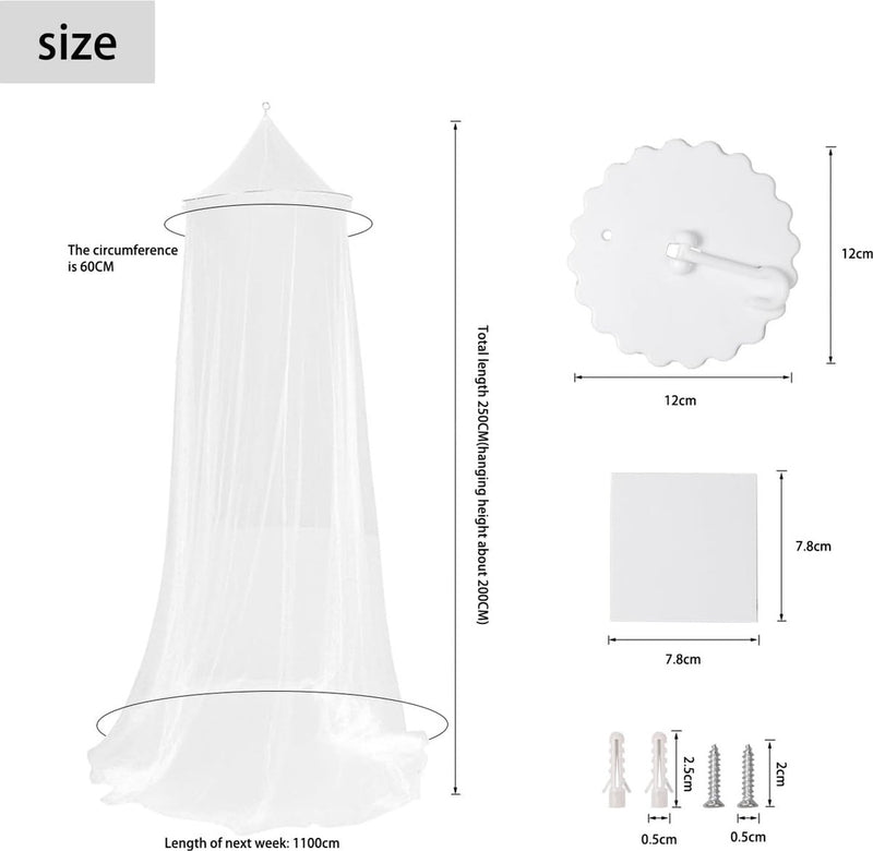 Klamboe met haken, eenpersoonsbed, tweepersoonsbed, kinderbed, muggennet, sprei, fijnmazig muggennet, familiebaldakijn, muggennet voor op reis