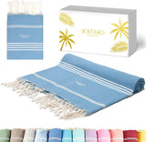 Strandhanddoek, groot, 300 x 200 cm, van 100% katoen, stranddeken voor familie-saunahanddoek, badhanddoek, XXL-zandvrije strandstoel, hamamdoek, verpakt als cadeau