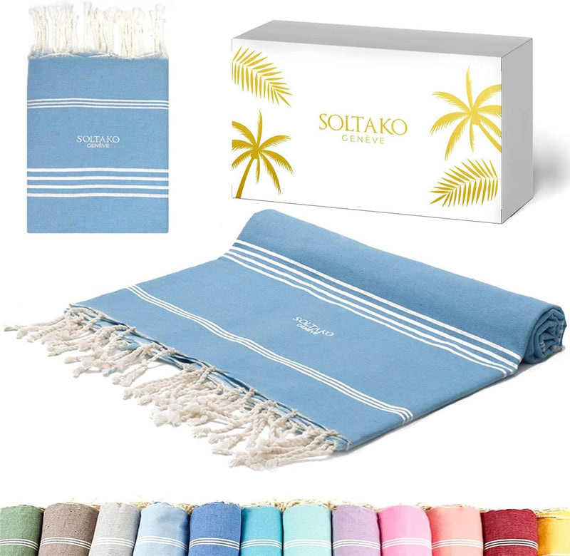 Strandhanddoek, groot, 300 x 200 cm, van 100% katoen, stranddeken voor familie-saunahanddoek, badhanddoek, XXL-zandvrije strandstoel, hamamdoek, verpakt als cadeau