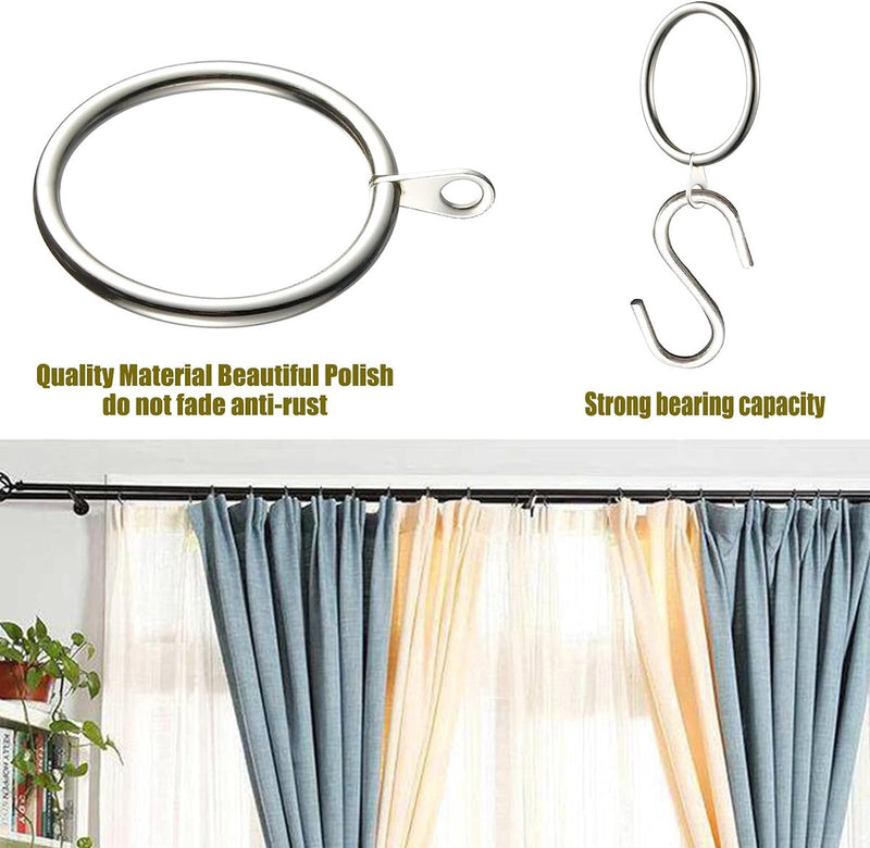 60 stuks metalen gordijnringen, gordijnringen, 38 mm binnendiameter, gordijnophangringen voor gordijnroeden voor raam, deur, douchegordijn (zilver)