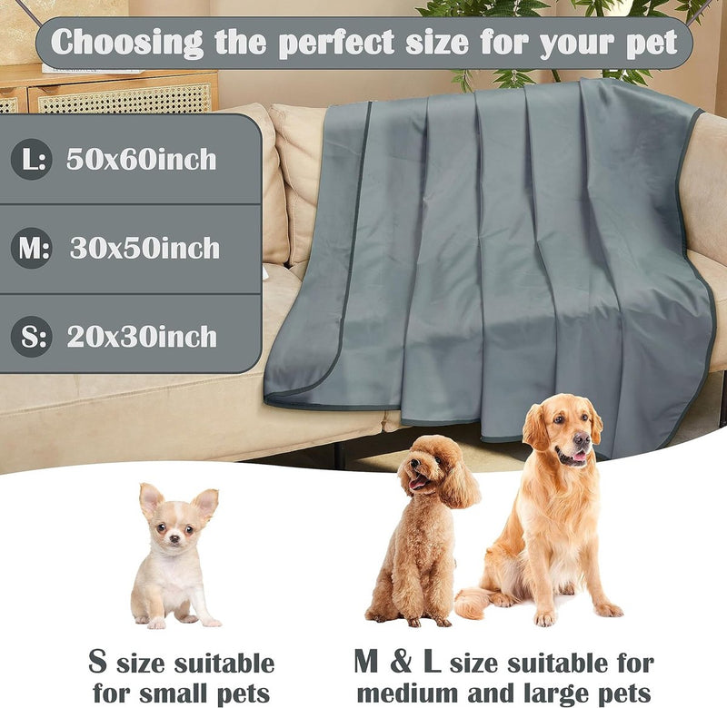 Waterdichte koeldeken voor honden, aan beide zijden bruikbare waterdichte bankovertrek, meubelbescherming, wasbaar, lekvrij, comfortabel, 75 x 50 cm, grijs