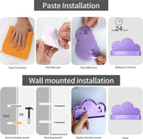 Wandrek, zwevend rek, set van 3, hangend, creatief voor slaapkamer, woonkamer, keuken en hal, wolken, wandplank, klein formaat, wolken, klein formaat, paars