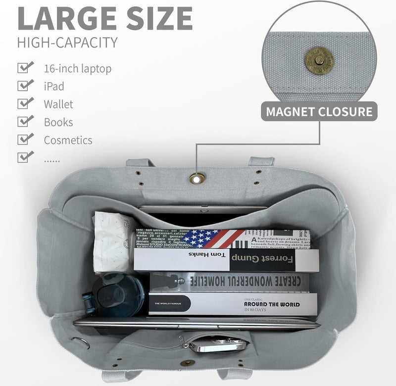 anvas Tote Bag dames handtas grote shopper tassen schoudertas met laptopvak