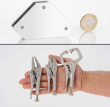 Mini multifunctionele lastoebehorenset 2x magnetische lashoek (45° 90° 135°), 1x magnetische massaklem, C-klem, grijptang, naaldtang - voor kleine soldeer- en laswerkzaamheden