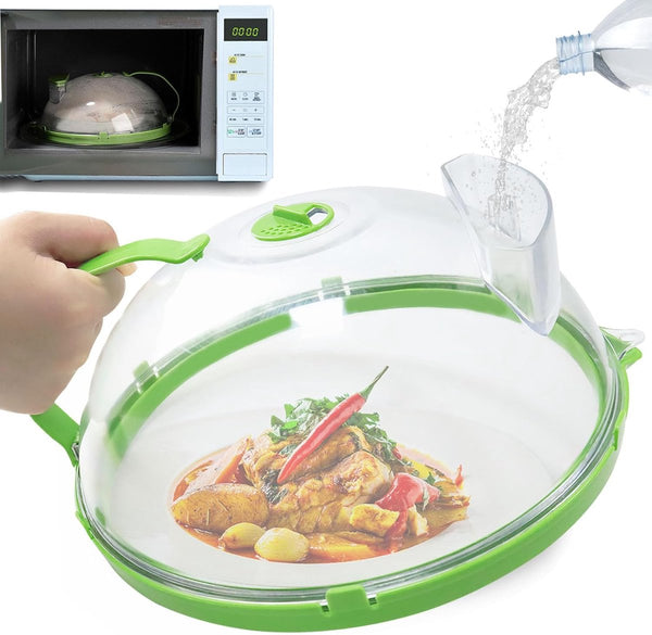 Magnetron Voedsel Bell Plaat Deksel Voorkom Spatten Helder met Ventilatie en Handgrepen Hittebestendige Deksels (Pack van 1)