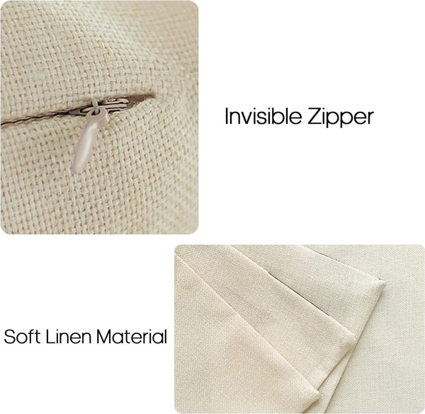 Kussenhoes 40x40 set van 4 linnen decoratieve kussenhoezen buitenkussen bankkussen voor slaapbank slaapkamer tuinbed 40x40cm grijze print