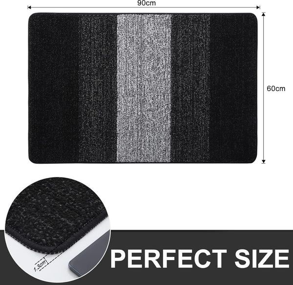 Indoor Dirt Trapper Mat, Antislip Deurmat, Machinewasbaar, Robuuste Deurmat, Absorberende Deurmat voor Honden, Ingang, Voordeur (60 x 90 cm, Zwart)