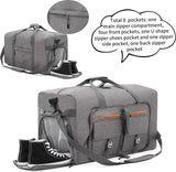Lichtgewicht opvouwbare reistas Grote sporttas Dames Heren met schoenenvak Reistas Sporttas voor reizen Gym Vakantie Overnachting, B Grijs, reistas