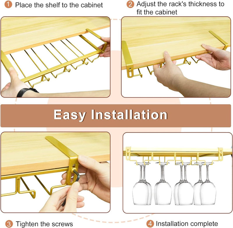 Wijnglashouder, glazen houder van metaal, creatieve hartvormige wijnglazen, opberghouder onder kast, kledinghanger, stemware display, standaard met schroeven voor bartoons, keukens (goud 4)