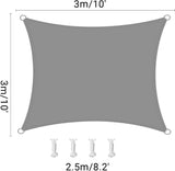 Zonnezeil, waterdicht, zonwering, Oxford-weefsel, uv-bescherming, voor balkon, terras, tuin, camping, outdoor (grijs-3 x 3 m)