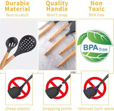 Siliconen keukengereiset, (25-delig) Keukengerei-pannenset, anti-aanbaklaag Hittebestendige siliconen spatelset, keukengerei Stukken veilig met houten handvat (grijs)