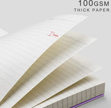 A5 notitieblok, notitieboek, spiraalgebonden notitieboeken, 300 vellen/150 pagina's om te schrijven, 100 g/m² college-gelinieerd papier, pvc-hardcover, 14,5 x 21 cm, lila