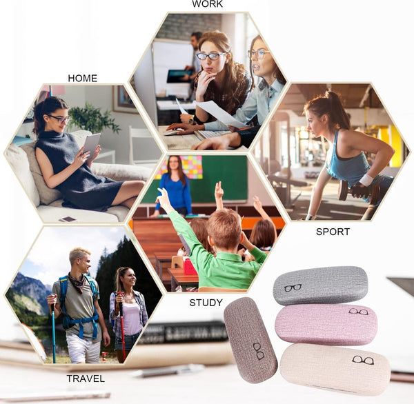 Brillenkoker Hard Shell 4-delige beschermhoes voor brillen Brillenopbergdoos Brillendoos Draagbare harde brillenkoker Geschikt voor de meeste brillen en zonnebrillen, geel