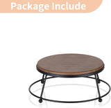 Taartsteunen cupcake-steunen hout: 21 cm taartstandaard display ronde taartstandaard taartstandaard zwart metalen frame taartretter verkoopstandaard platform babyborrel kerst