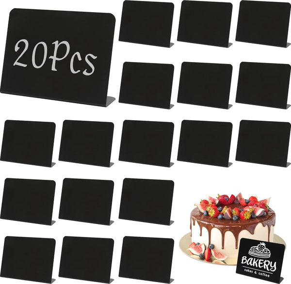Mini-krijtbord, 20 stuks krijtborden om te beschrijven, 10 x 7 cm, kunststof bordbordjes als prijsstandaard, plaatskaart, naambordje voor buffet, bruiloft, feest
