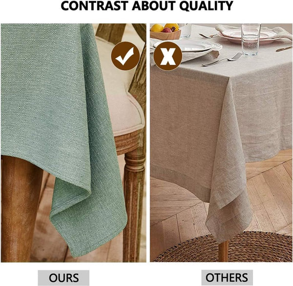 Linnen tafelkleed, hoogwaardig tafelkleed, wasbaar, onderhoudsvriendelijk tafelkleed, linnenlook, waterdicht tafelkleed, lotuseffect, lichtgroen, 140 x 180 cm