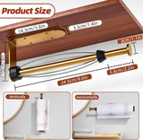 Keukenrolhouder zonder boren goud met dempende werking, eenhandsbediening kast RVS papierrolhouder wand zelfklevend en boorbaar voor keuken- en badkamer keukenrolhouder