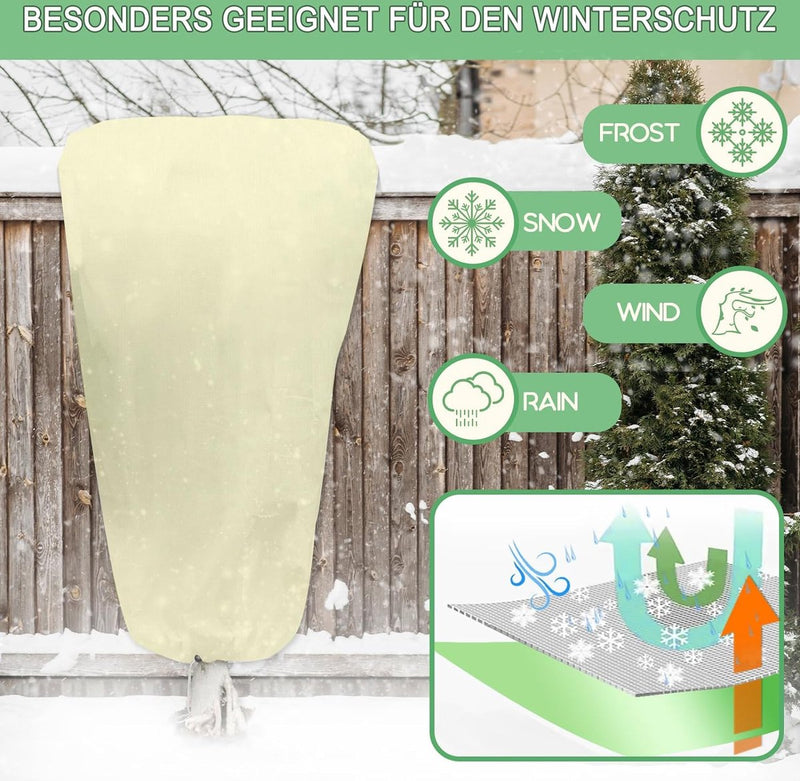 Winterbescherming voor planten, set van 2, 120 x 180 cm, vorstbeschermende plantendekens als winterbescherming, met ritssluiting voor boompalmen, balkonplanten, kaptent, ademend