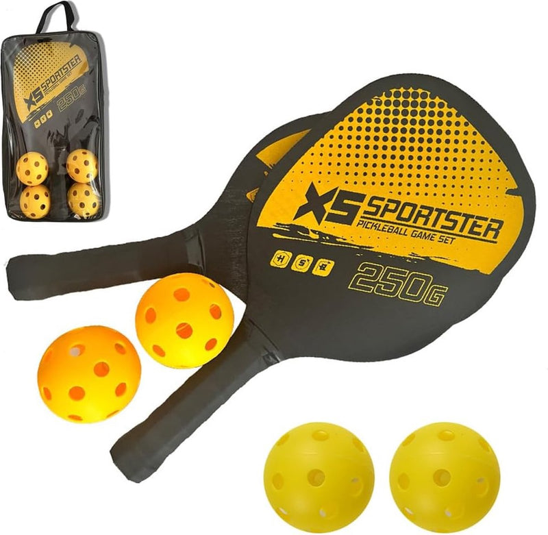 Pickleball paddle-racket, 4 pickleball-ballen met 2 paddles, pickleball-paddleset voor binnen en buiten