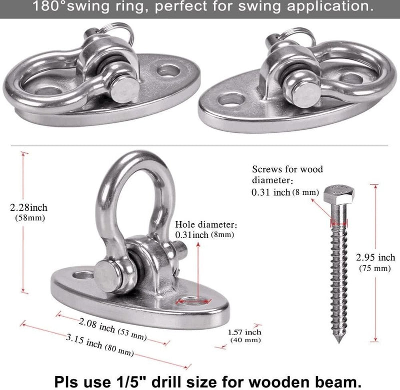 2 stuks plafondhaken, schommel, hangmathaak, capaciteit 900 kg, haakbevestiging, bokszak voor schommel, premium hangmatten, yoga, hangmat, stoel, zandzak