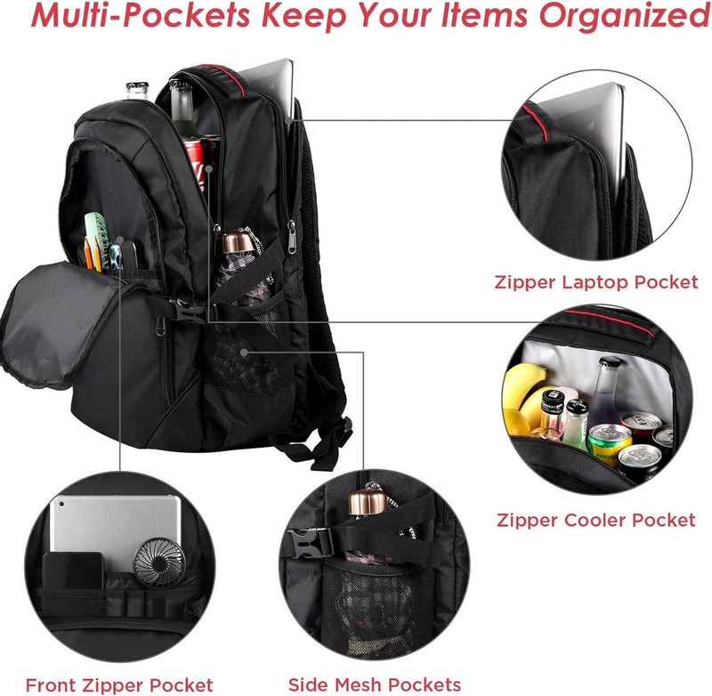 Koelrugzak, 22 liter, geïsoleerde koeltas voor laptop, lunch, rugzak voor werk, school, dagelijkse rugzak