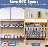 10 stuks verstelbare schoenenrekken, schoenenhouderset, 3 in hoogte verstelbaar, afneembaar, ruimtebesparend, antislip, kunststof (grijs)