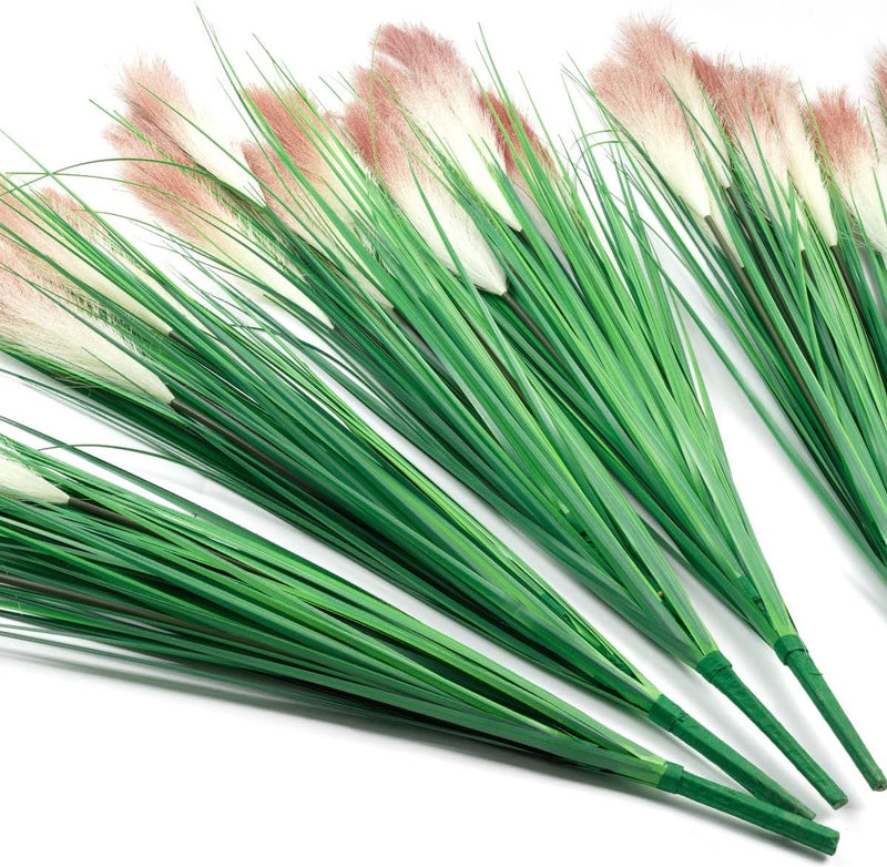 Kunstmatige hoge grasplant met rietbloemen, 6 stuks 80㎝/32 inch Kunstmatig pampasgras Uiengras Groene vloerplanten Deurdecoratie voor woonkamer Badkamer Tuin (roze)