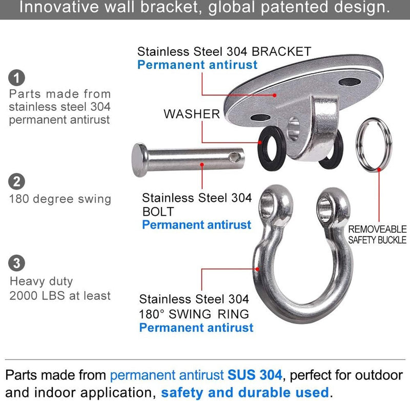 2 stuks plafondhaken, schommel, hangmathaak, capaciteit 900 kg, haakbevestiging, bokszak voor schommel, premium hangmatten, yoga, hangmat, stoel, zandzak