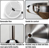 Trechterset voor levensmiddelen, 2 stuks trechter roestvrij staal 304 (klein, groot) en filter, 5 inch keukentrechter met afneembare zeef en buisborstel