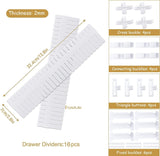 Ladeverdeler, verstelbaar, ladeverdeler, 16 stuks, ladeverdeler, lade-indeler, organizer voor kast, ondergoed, sokken, doe-het-zelf, bureau-organizer (wit)