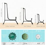 Set van 4 verbeterde antislipbordstandaarden voor display, 6 inch plaathouder displaystandaard, fotolijsthouderstandaard, zwart ijzeren ezelstandaard voor foto, decoratieve plaat, tafelkunst