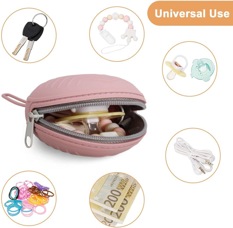 4 stuks fopspeenbox, BPA-vrij, 2 siliconen babyfopspeenzakjes, 2 transparante fopspeen, draagbare stofbestendige fopspeenbox voor onderweg, voor luierrugzak