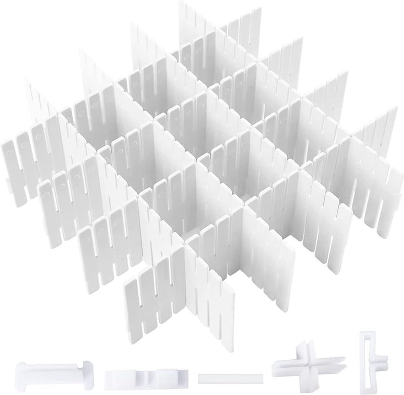 Ladeverdeler, verstelbaar, ladeverdeler, 16 stuks, ladeverdeler, lade-indeler, organizer voor kast, ondergoed, sokken, doe-het-zelf, bureau-organizer (wit)