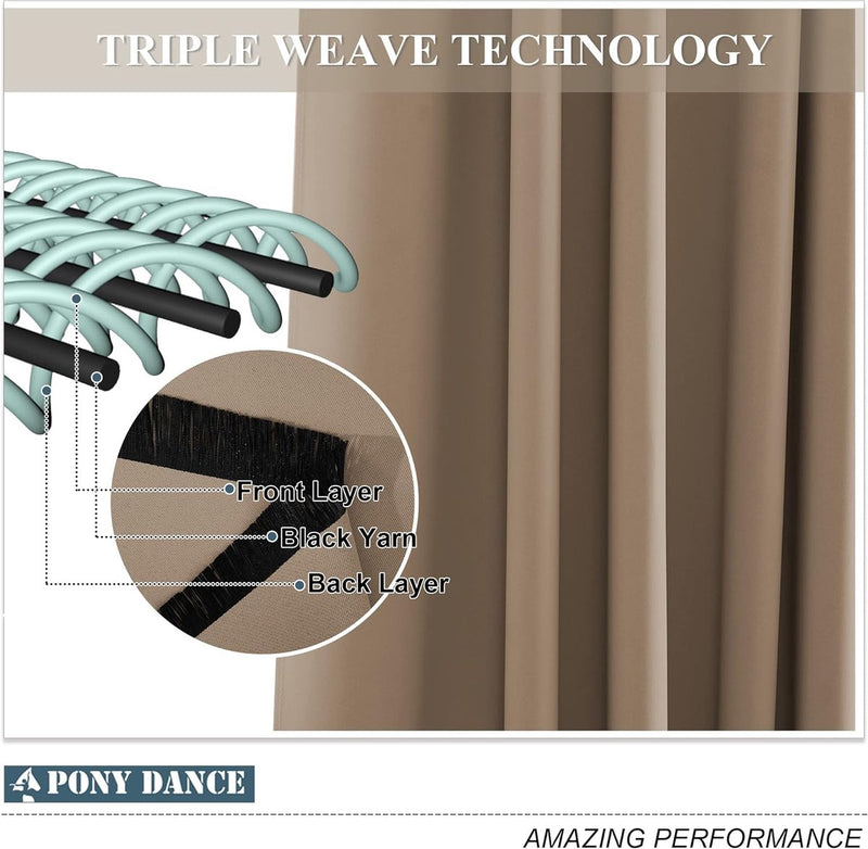 Set van 2 outdoorgordijnen, zonwering & inkijkbescherming, balkongordijn, outdoorgordijn, waterdicht, gordijn met inslagringen, paviljoen en terras, H 243 x B 132 cm, cappuccino