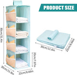 Hangorganizer, 4 compartimenten Hangplank met 12 mesh zijvakken, opvouwbaar en ruimtebesparend, hangende stoffen kast, hangende opbergkast organisator, blauw (22 x 30 x 80 cm)