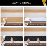 Set van 15 trapmatten, voor binnen, 76 x 20 cm, zwart, rechthoekig, trapmatten, zelfklevend, grijs, traptapijt, antislip, traptapijt voor kinderen, ouderen en honden