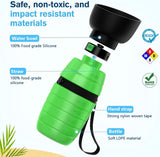 Drinkfles honden voor onderweg, hondendrinkfles, siliconen waterfles hond met opvouwbare waterschaal, hondendrinkfles voor onderweg. Huisdierdrinkbak, draagbaar, groen, M, 500 ml