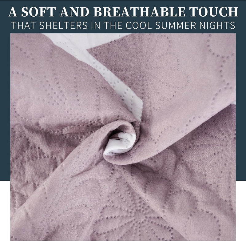 Boutis Spring/Summer Bedspread Two Tone Reversible Star Pattern + 2 Pillow Cases 50 x 70 cm Lightweight Thin Transitional Season Bedspread (Bed 150 cm, 240 x 260 cm)