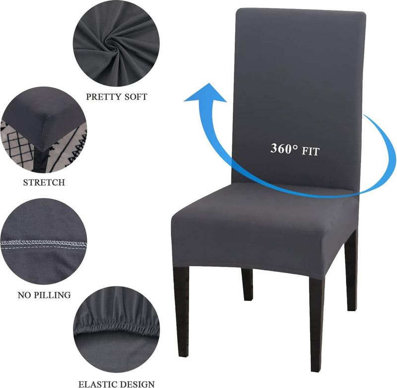 Stoelhoezen, set van 4 stretch, moderne stoelhoezen voor eetkamerstoelen, stoelhoezen voor kantelstoelen, universeel, wasbaar, afneembare stoelhoes voor eetkamer, hotel, banket, keuken,
