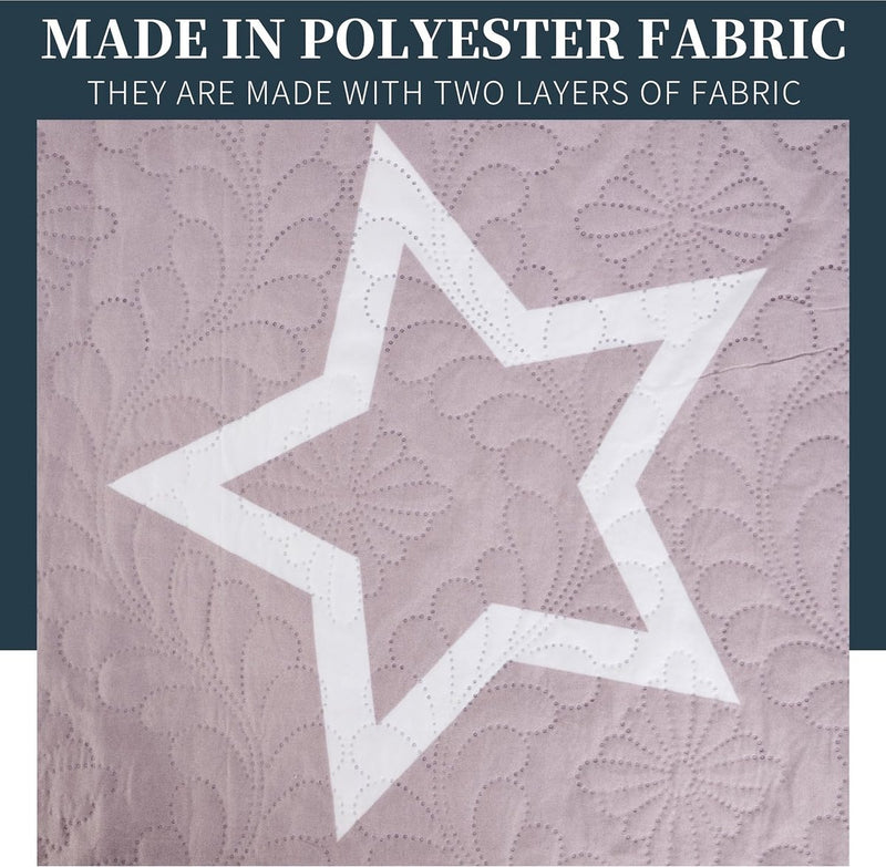 Boutis Spring/Summer Bedspread Two Tone Reversible Star Pattern + 2 Pillow Cases 50 x 70 cm Lightweight Thin Transitional Season Bedspread (Bed 150 cm, 240 x 260 cm)