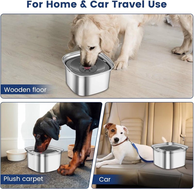 Waterbak Hond Zonder Kwijlen Roestvrij Staal 3L Drinkbak Hond Anti Schlabber Waterbak voor Honden Hondenbak Lekvrij