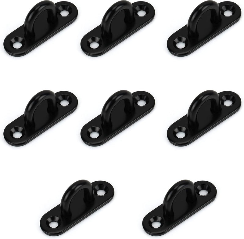 Set van 8 zwarte M5-roestvrij stalen ooghaken om vast te schroeven, duurzame U-vormige wand-/plafondhaken, zwart, rechthoekig, 50 x 15 mm, schroefhaken van roestvrij staal om op te hangen