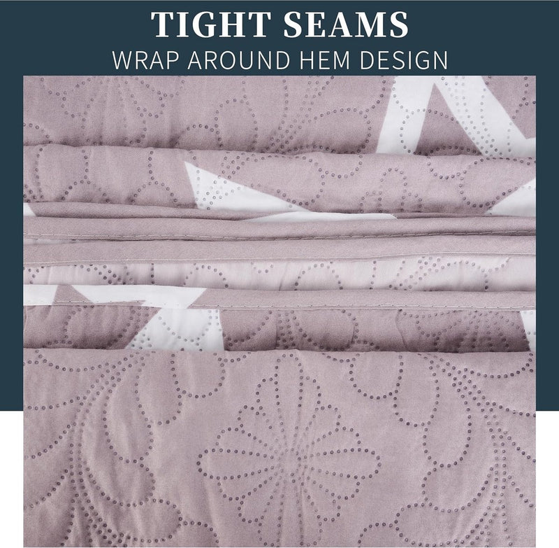 Boutis Spring/Summer Bedspread Two Tone Reversible Star Pattern + 2 Pillow Cases 50 x 70 cm Lightweight Thin Transitional Season Bedspread (Bed 150 cm, 240 x 260 cm)