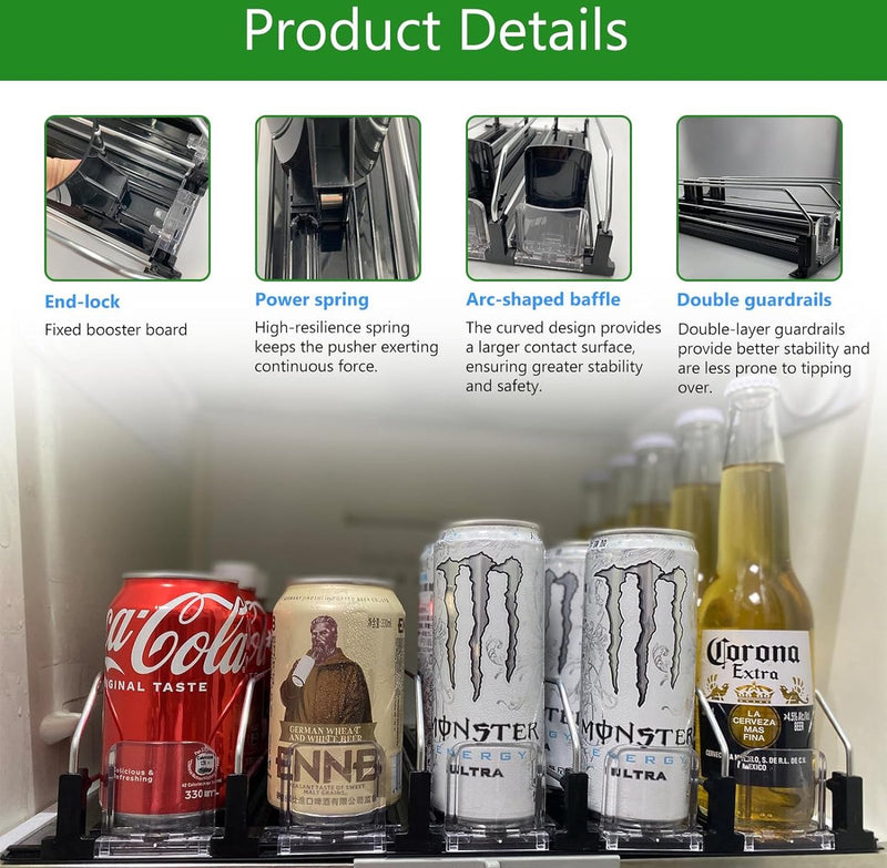 Koelkastorganizer drankjes - drankblikjesorganizer 25 x 31 cm, ideaal voor het organiseren van de koelkast en opslagruimte.