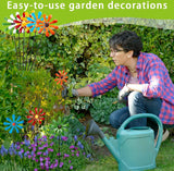 Set van 6 metalen madeliefjes, tuinstekers, kleurrijke bloemensteker, decoratieve tuinpalen, metaal, bloemen, tuindecoratie, bloemenpalen voor tuin, gazon, binnenplaats, outdoor decoratie