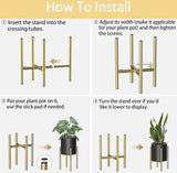 Gouden bloempotstandaard, metalen bloempotstandaard, verstelbaar voor binnen en buiten, verstelbare breedte 17 cm tot 30 cm, plantenpotdecoratie, bloemenhouder bloemenstandaard
