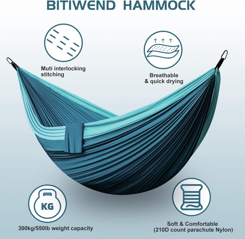 Hangmat outdoor camping hangmatten 2 personen 300 x 200 cm ultralicht draagbaar reishangmat tot 300 kg draagvermogen tuin strand dubbele hangmat parachute nylon ademend hangmat