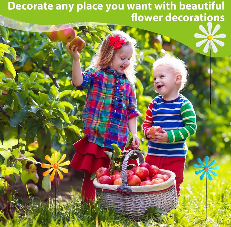 Set van 6 metalen madeliefjes, tuinstekers, kleurrijke bloemensteker, decoratieve tuinpalen, metaal, bloemen, tuindecoratie, bloemenpalen voor tuin, gazon, binnenplaats, outdoor decoratie