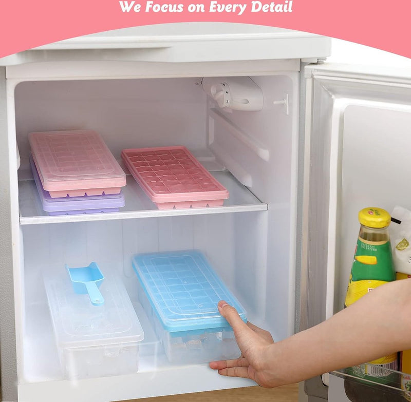 Siliconen ijsblokjeshouder van levensmiddelenkwaliteit, ijsblokjeshouder met deksel en container, BPA-vrij, 36 compartimenten, ijsblokjeshouder voor gekoelde dranken en whisky, met zwarte lepel