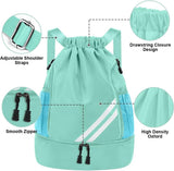 Modieuze sportrugzakken, gymtas, grote capaciteit trekkoord, sporttas, gymtas, waterdichte sporttas, gymtas met waterflessen, netvakken, voor volwassenen en jongeren